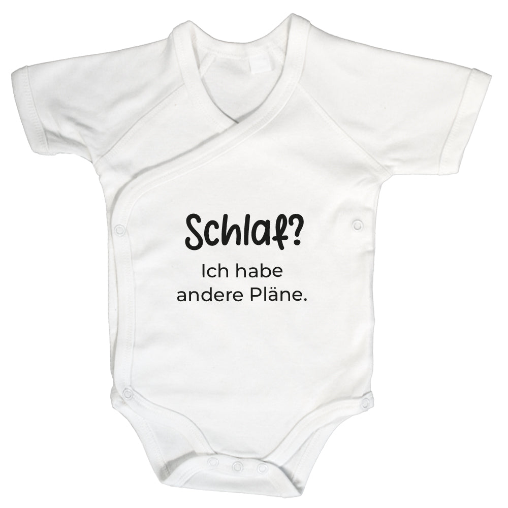 Baby Body Kurzarm mit Spruch | Wickelbody aus Bio-Baumwolle | Schlaf? Ich habe andere Pläne