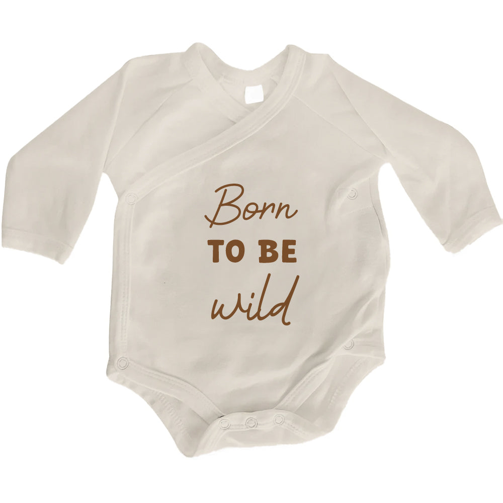 Baby Body Langarm mit Spruch | Wickelbody aus Bio-Baumwolle | Born to be wild