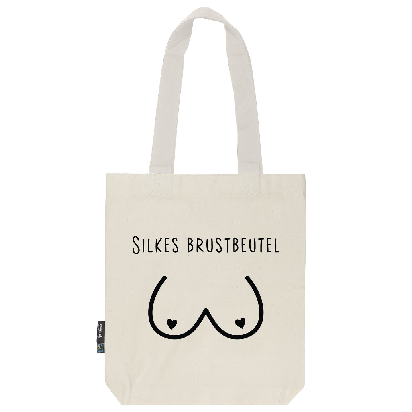 Brustbeutel | feste Stofftasche | lange Henkel | personalisiert mit Brust-Motiv | schwarz oder pink | Bio- Baumwolle | Twill Bag natur - verschenkich.de