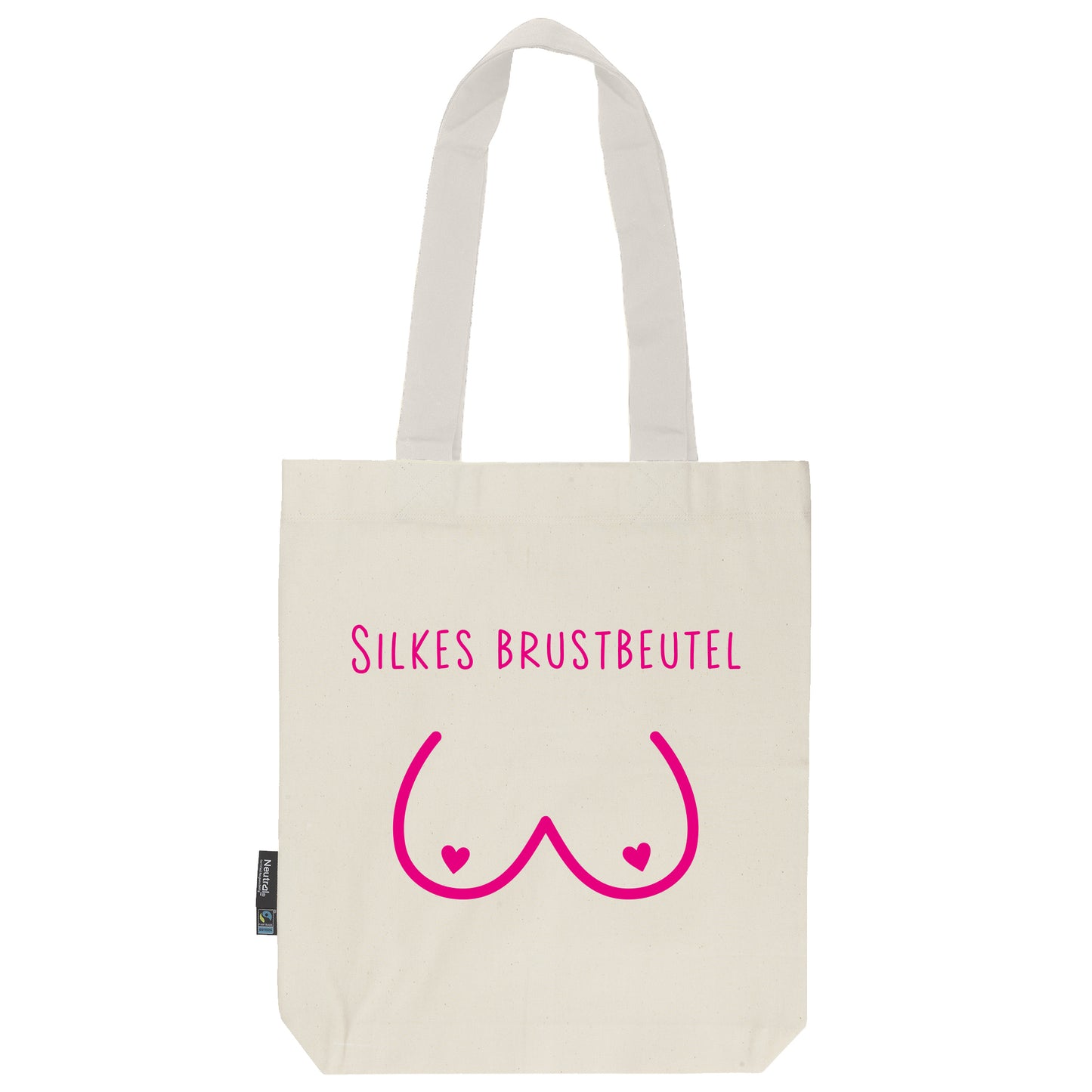 Brustbeutel | feste Stofftasche | lange Henkel | personalisiert mit Brust-Motiv | schwarz oder pink | Bio- Baumwolle | Twill Bag natur - verschenkich.de