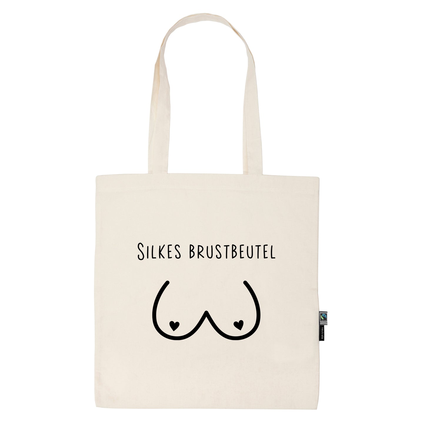 Brustbeutel | Stofftasche personalisiert mit Brust-Motiv und Name | schwarz oder pink | Tasche natur aus Bio- Baumwolle | Geschenk mit Humor - verschenkich.de