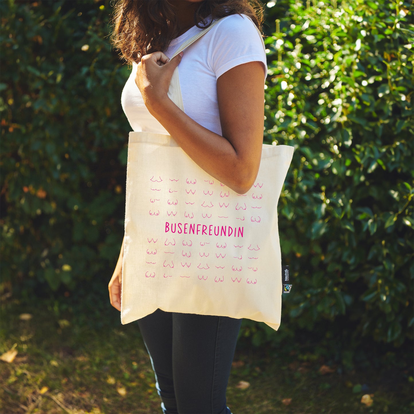 Busenfreundin 2.0 pink | naturfarbene Stofftasche aus Bio- Baumwolle | entzückendes Geschenk für die beste und liebste Freundin | kurz BFF - verschenkich.de