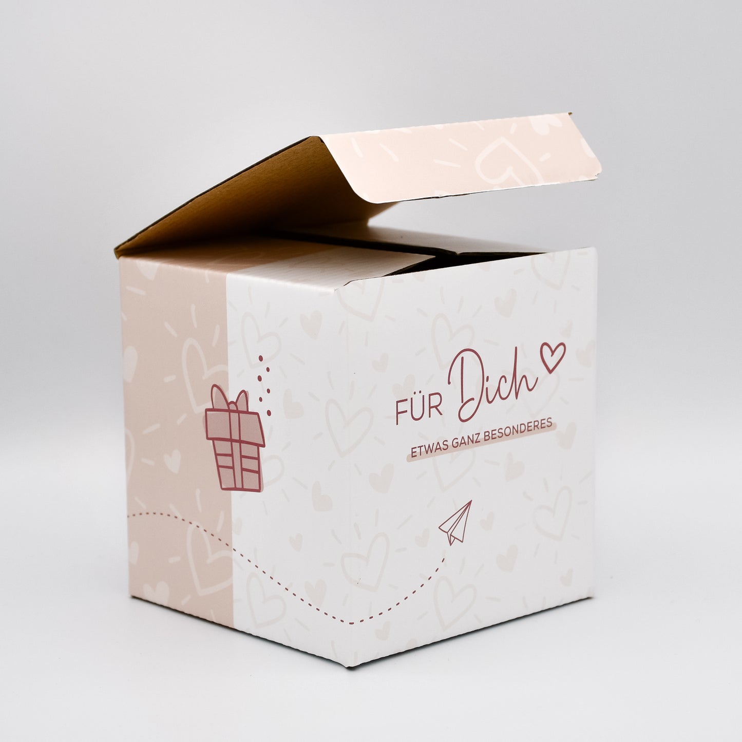 Geschenkbox | Geschenkkarton | passend für Tassen, Spardosen aus Keramik und Emaille Becher | reinstellen, zuklappen und verschenken - verschenkich.de