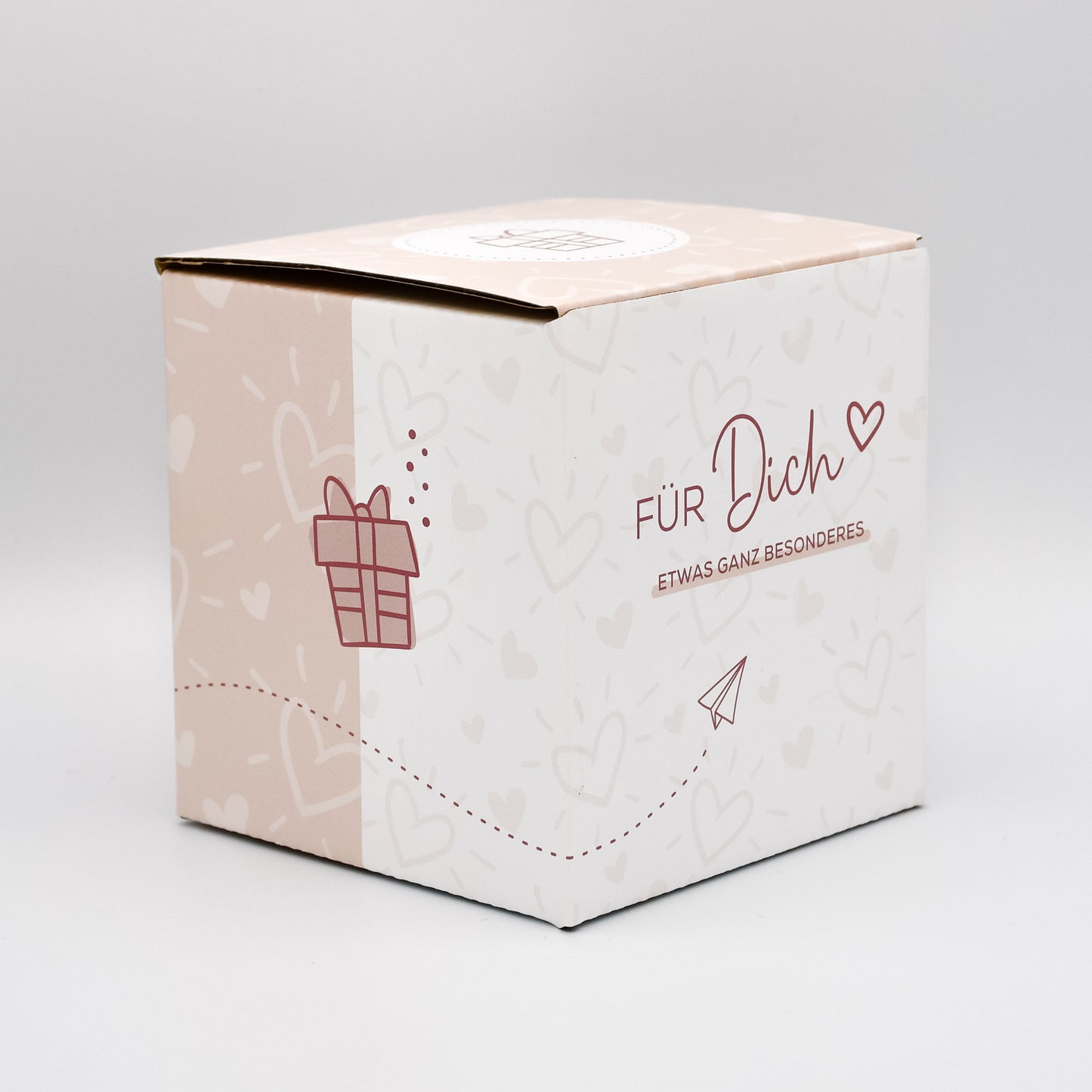 Geschenkbox | Geschenkkarton | passend für Tassen, Spardosen aus Keramik und Emaille Becher | reinstellen, zuklappen und verschenken - verschenkich.de