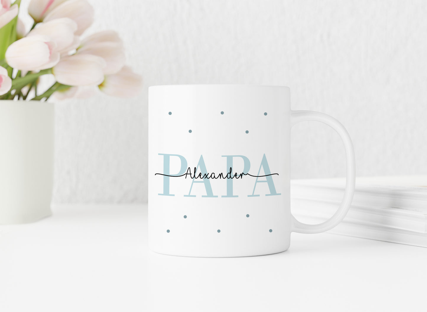 Keramik Tasse mit Namen + Kinder Geburtsjahr | Papa - verschenkich.de