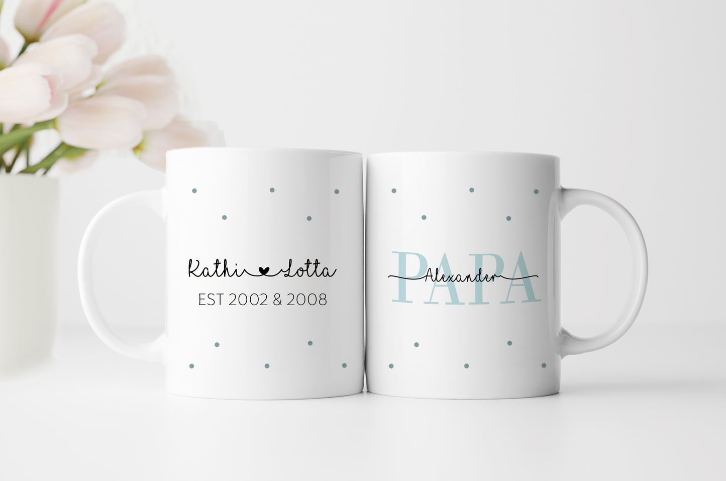 Keramik Tasse mit Namen + Kinder Geburtsjahr | Papa - verschenkich.de