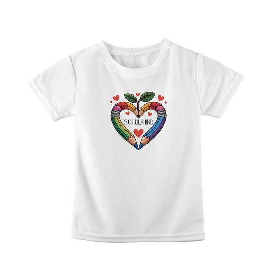 T-Shirt Kinder | Bio-Baumwolle | Schulkind | Herz aus Buntstiften