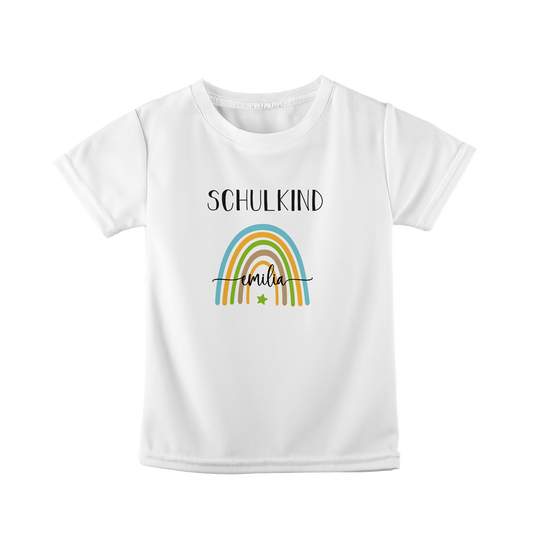 T-Shirt Kinder | Bio-Baumwolle | Schulkind | Regenbogen blau- grün