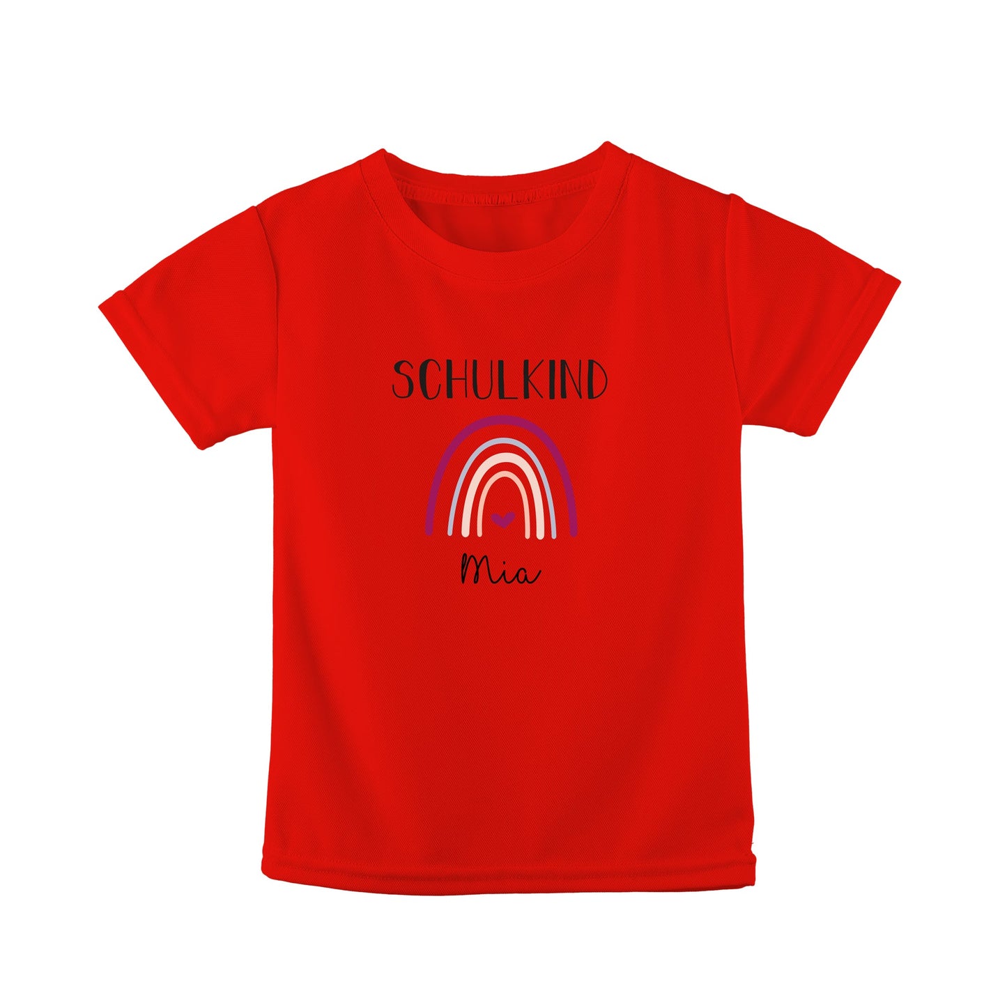 T-Shirt Kinder | Bio-Baumwolle | Schulkind | Regenbogen + Herz lila