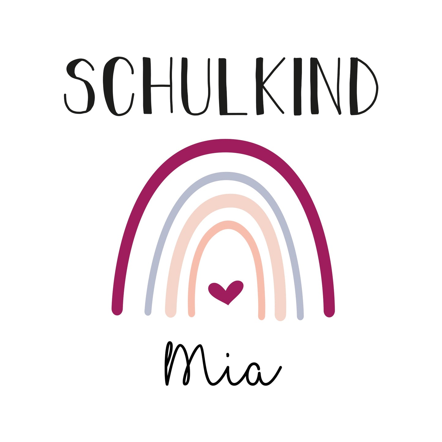 T-Shirt Kinder | Bio-Baumwolle | Schulkind | Regenbogen + Herz lila
