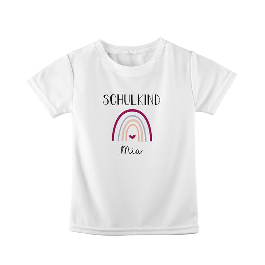 T-Shirt Kinder | Bio-Baumwolle | Schulkind | Regenbogen + Herz lila