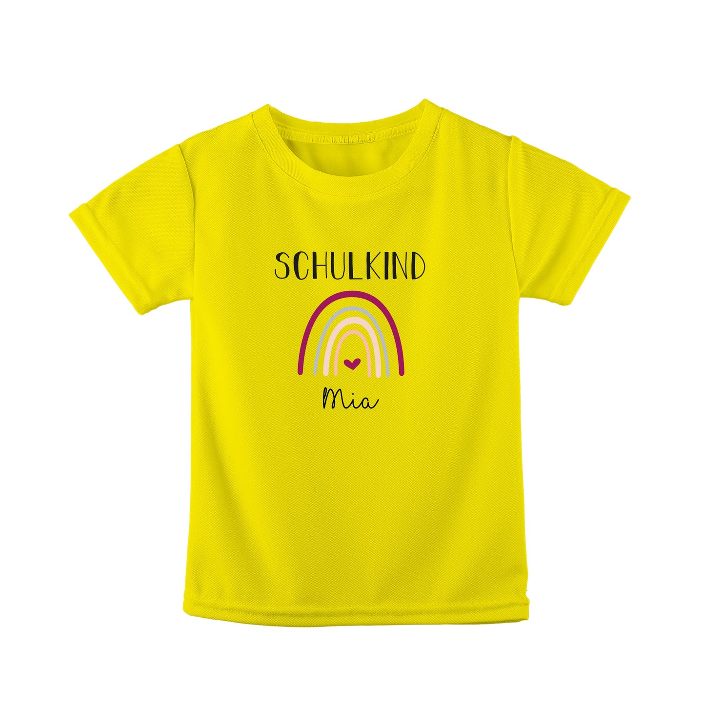 T-Shirt Kinder | Bio-Baumwolle | Schulkind | Regenbogen + Herz lila