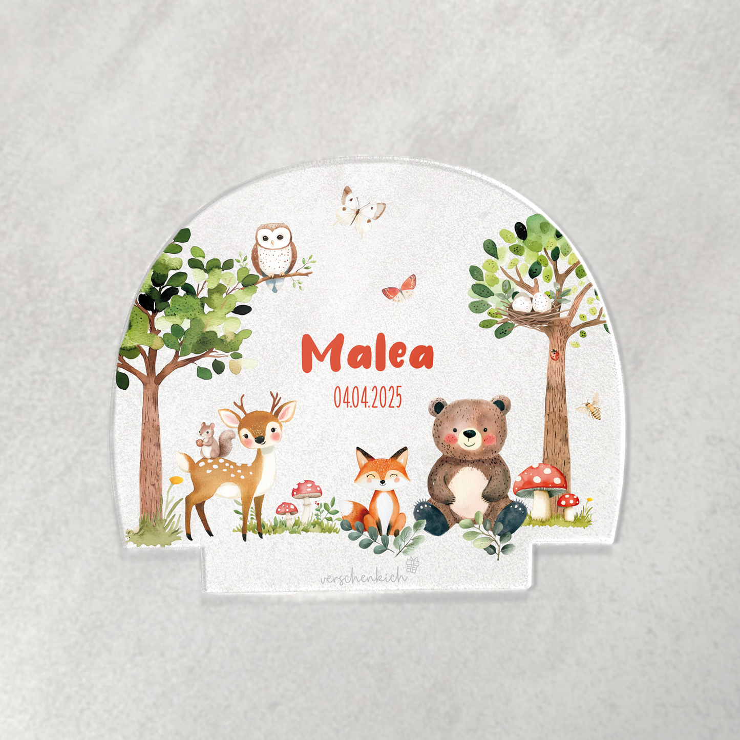 Personalisierte LED Lampe | Nachtlicht aus Holz und Acryl | Geschenk zur Taufe oder Geburt