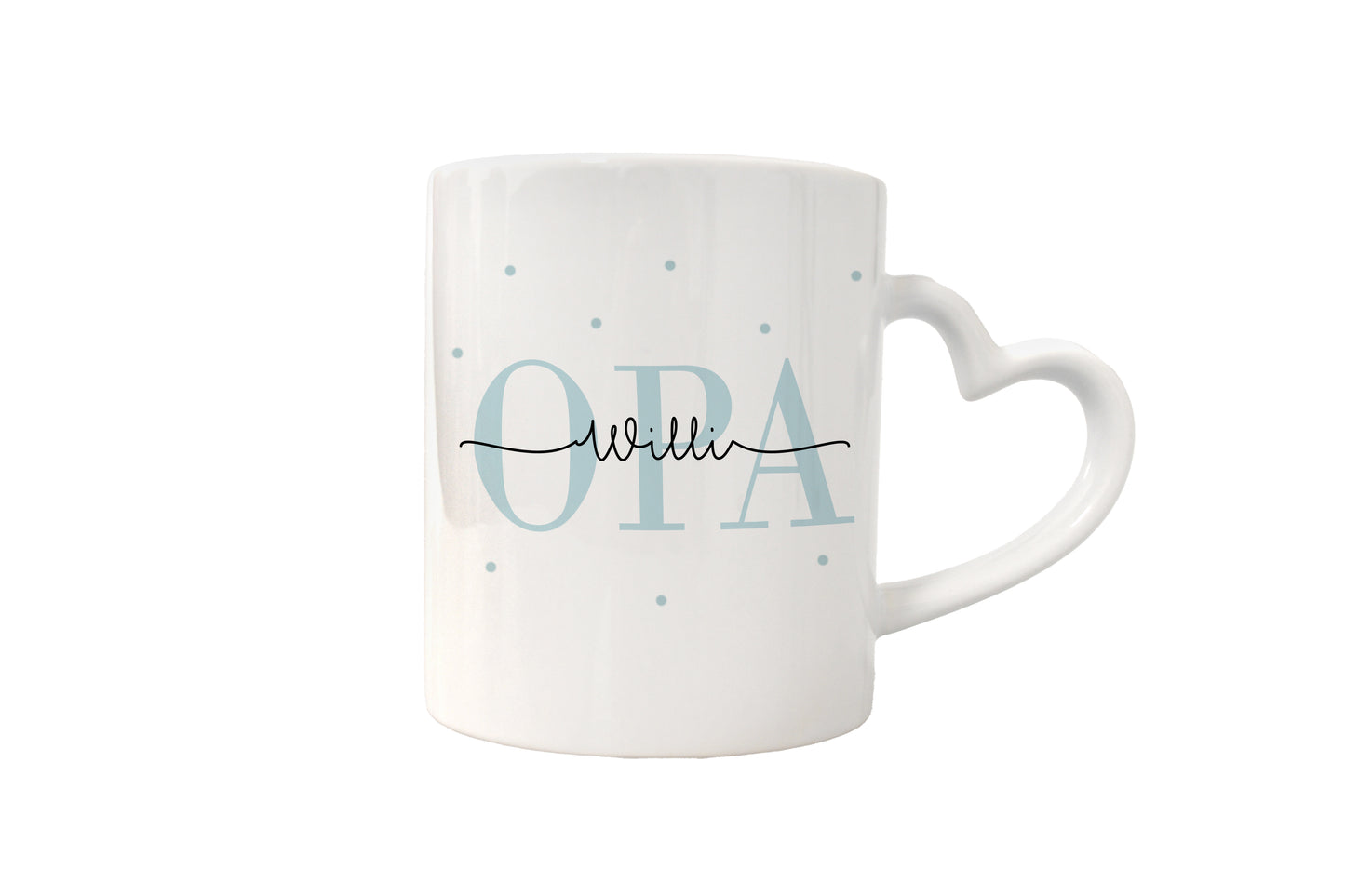 Personalisierte Kaffeetasse für Opa | Herzhenkel | Mit Enkelkind-Namen | liebevolles Geschenk - verschenkich.de