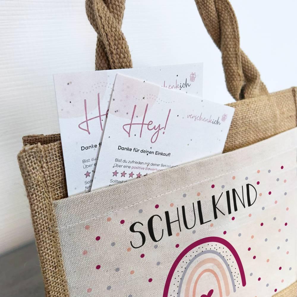 Personalisierte Schulkind-Tasche mit eigenen Namen oder Wunschname - Motiv: Regenbogen Lila - verschenkich.de