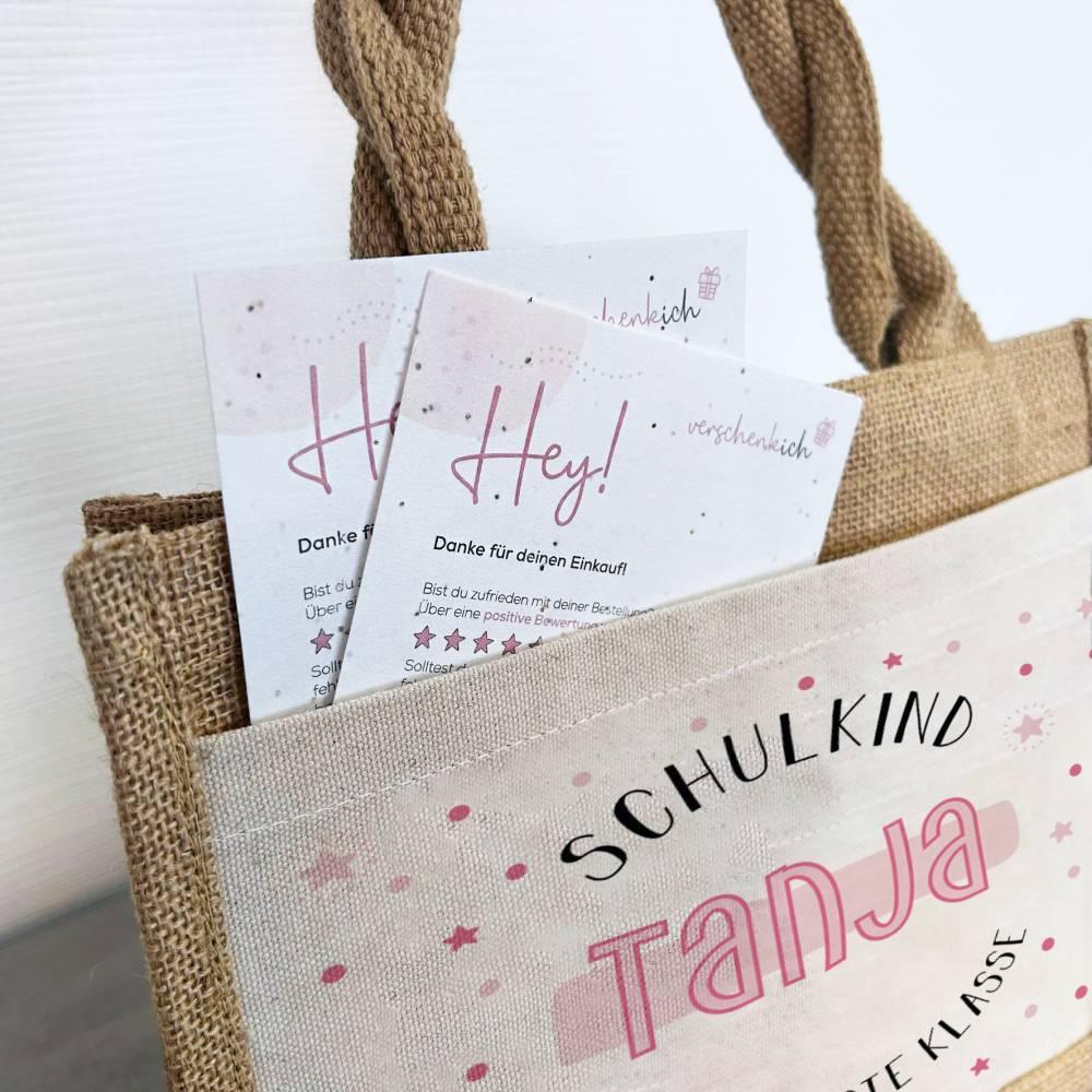 Personalisierte Schulkind-Tasche mit eigenen Namen oder Wunschname - Motiv: Schulkind Rosa - verschenkich.de