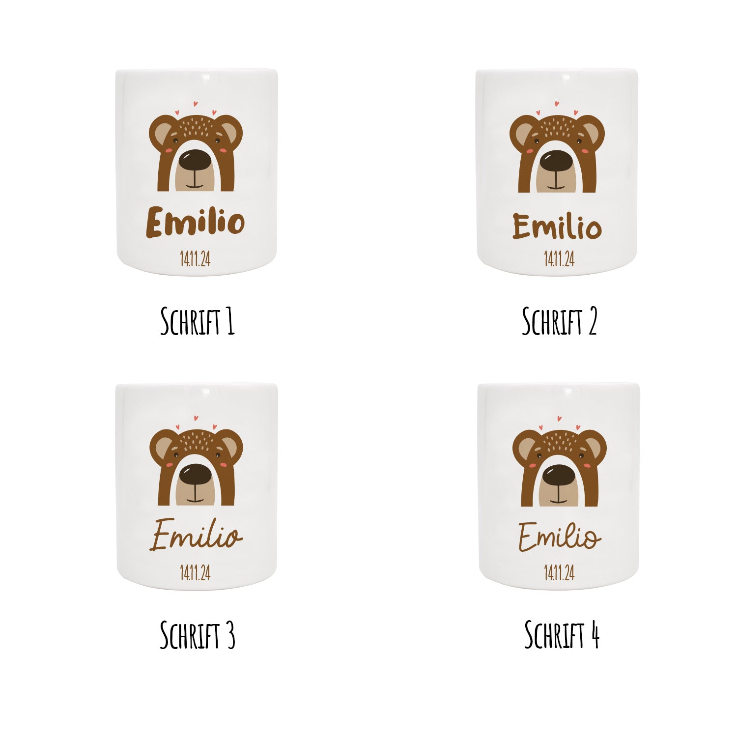 Personalisierte Spardose aus Keramik | Bär mit Name und Datum - verschenkich.de