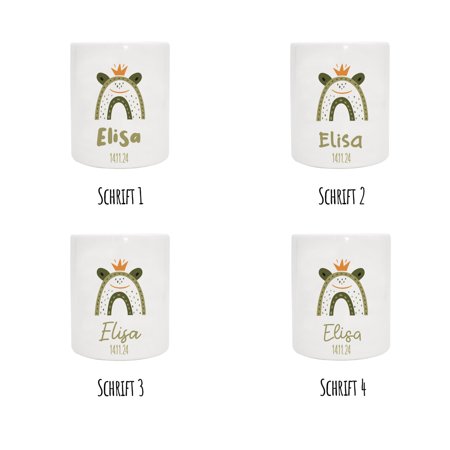 Personalisierte Spardose aus Keramik | Frosch König mit Name und Datum - verschenkich.de