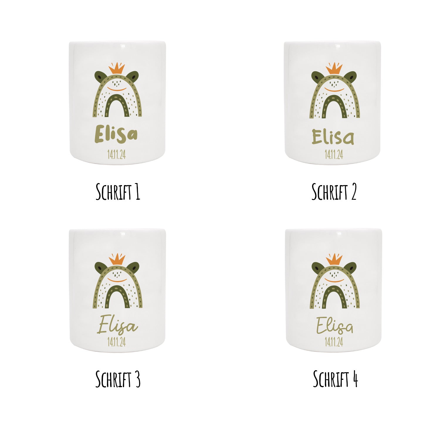 Personalisierte Spardose aus Keramik | Frosch König mit Name und Datum - verschenkich.de