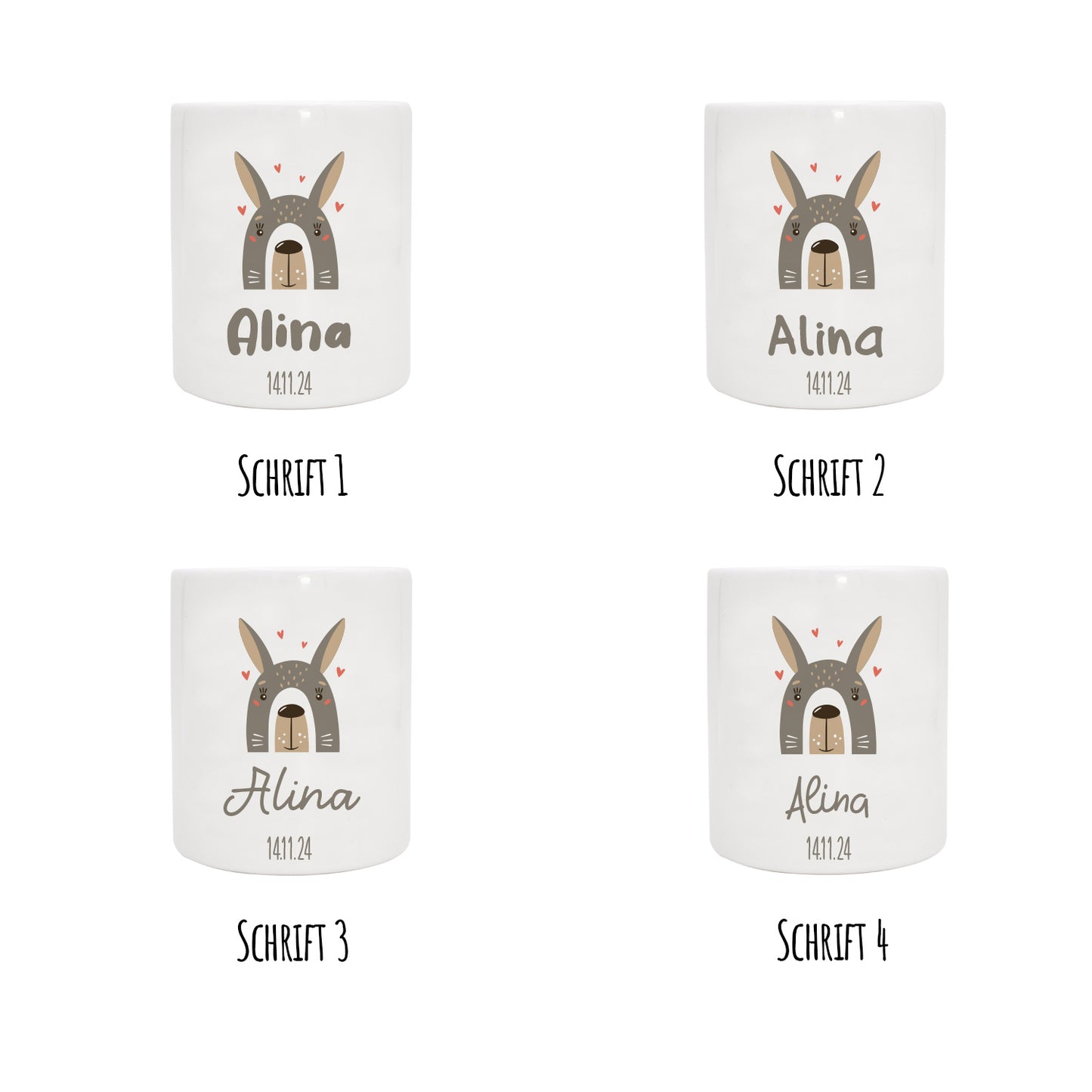 Personalisierte Spardose aus Keramik | Hase mit Name und Datum - verschenkich.de