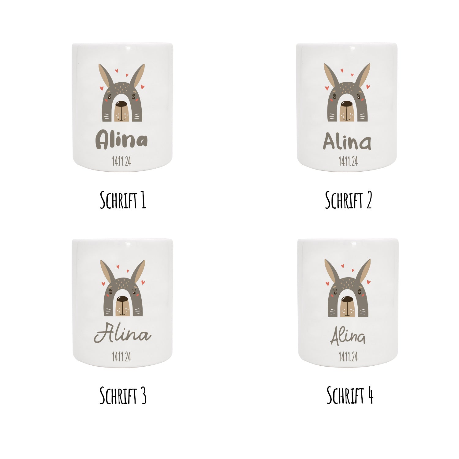 Personalisierte Spardose aus Keramik | Hase mit Name und Datum - verschenkich.de