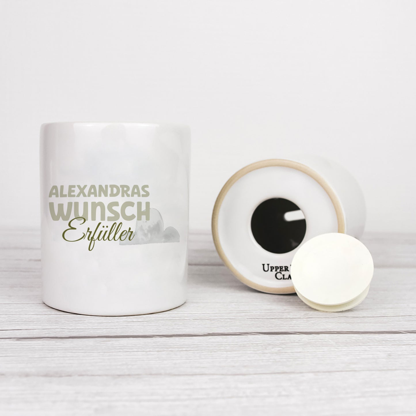 Personalisierte Spardose aus Keramik | mit Wunschnamen | Wunscherfüller grün | Perfekt um Geld zu - verschenkich.de