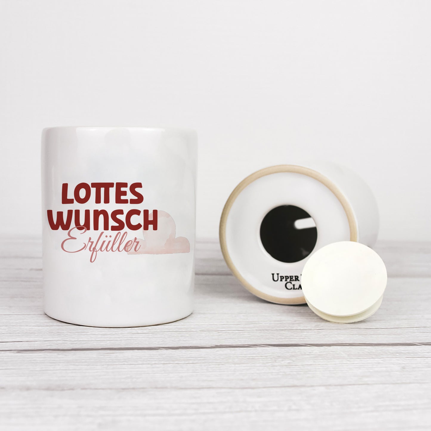 Personalisierte Spardose aus Keramik | mit Wunschnamen | Wunscherfüller rot | Perfekt um Geld zu - verschenkich.de