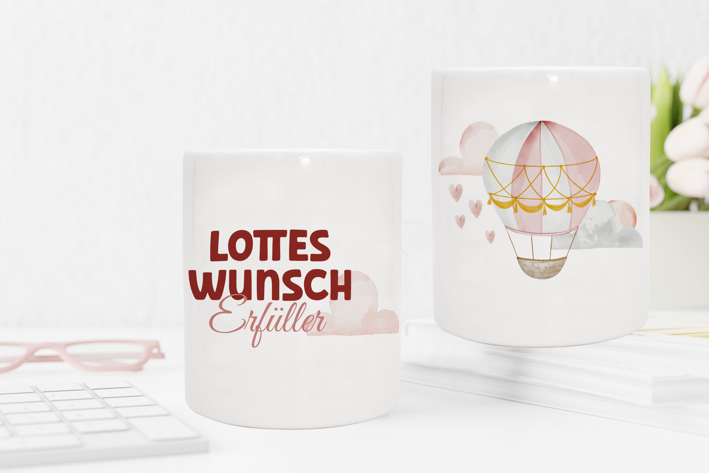 Personalisierte Spardose aus Keramik | mit Wunschnamen | Wunscherfüller rot | Perfekt um Geld zu - verschenkich.de