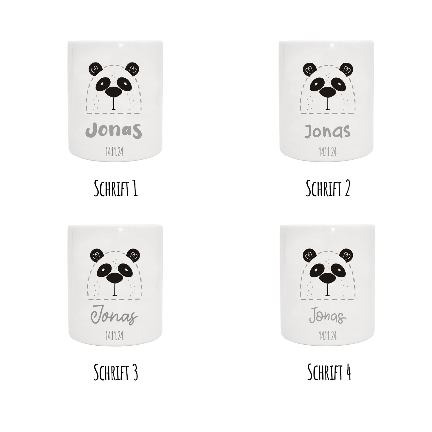 Personalisierte Spardose aus Keramik | Panda mit Name und Datum - verschenkich.de