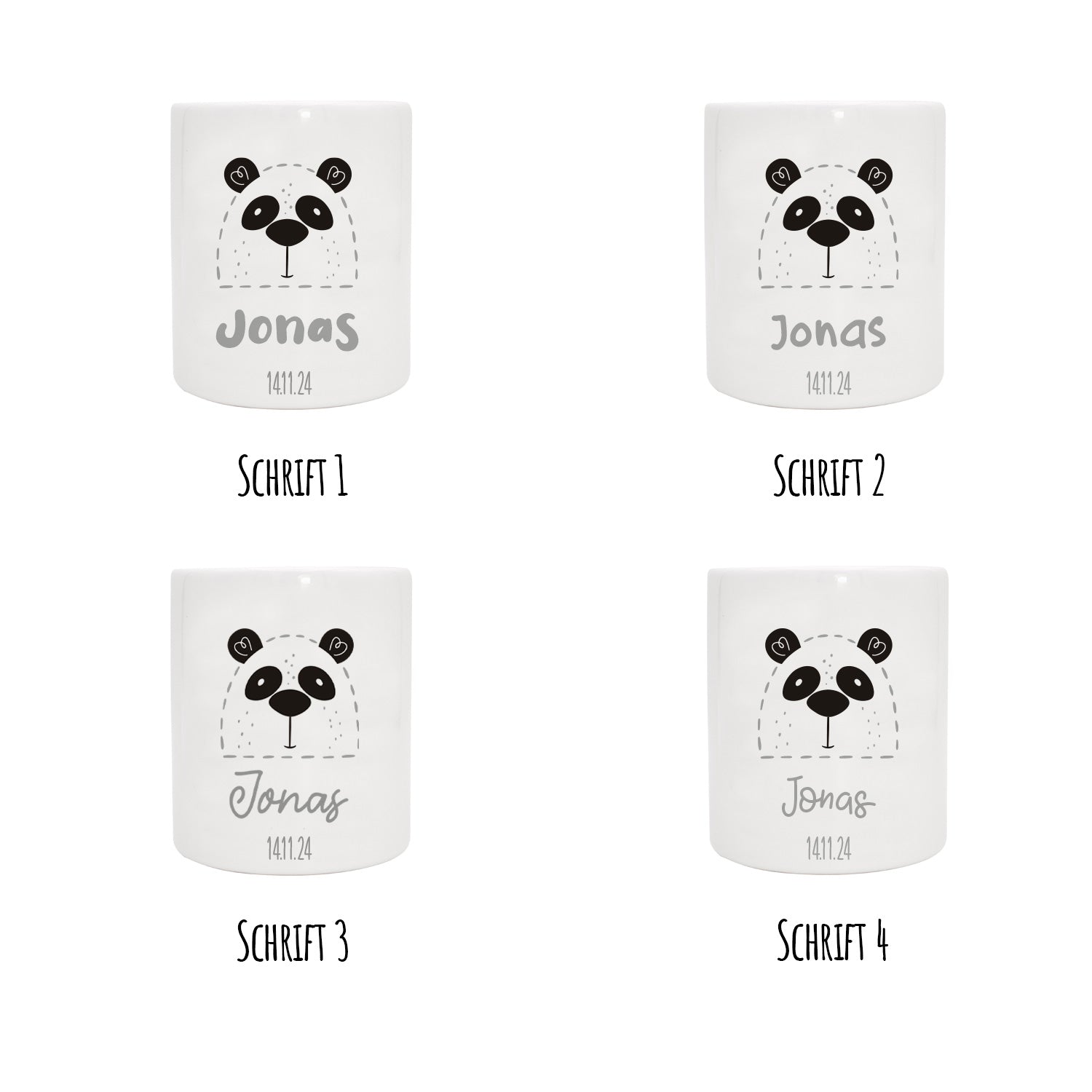 Personalisierte Spardose aus Keramik | Panda mit Name und Datum - verschenkich.de