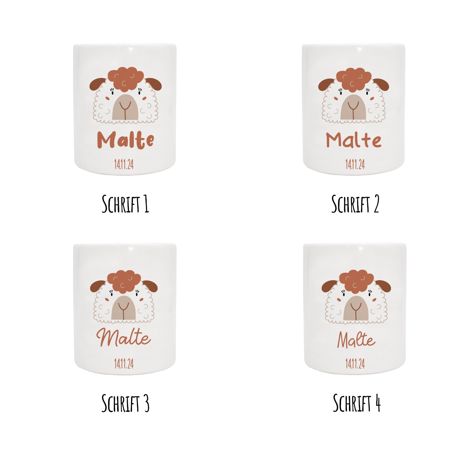 Personalisierte Spardose aus Keramik | Schaf mit Name und Datum - verschenkich.de