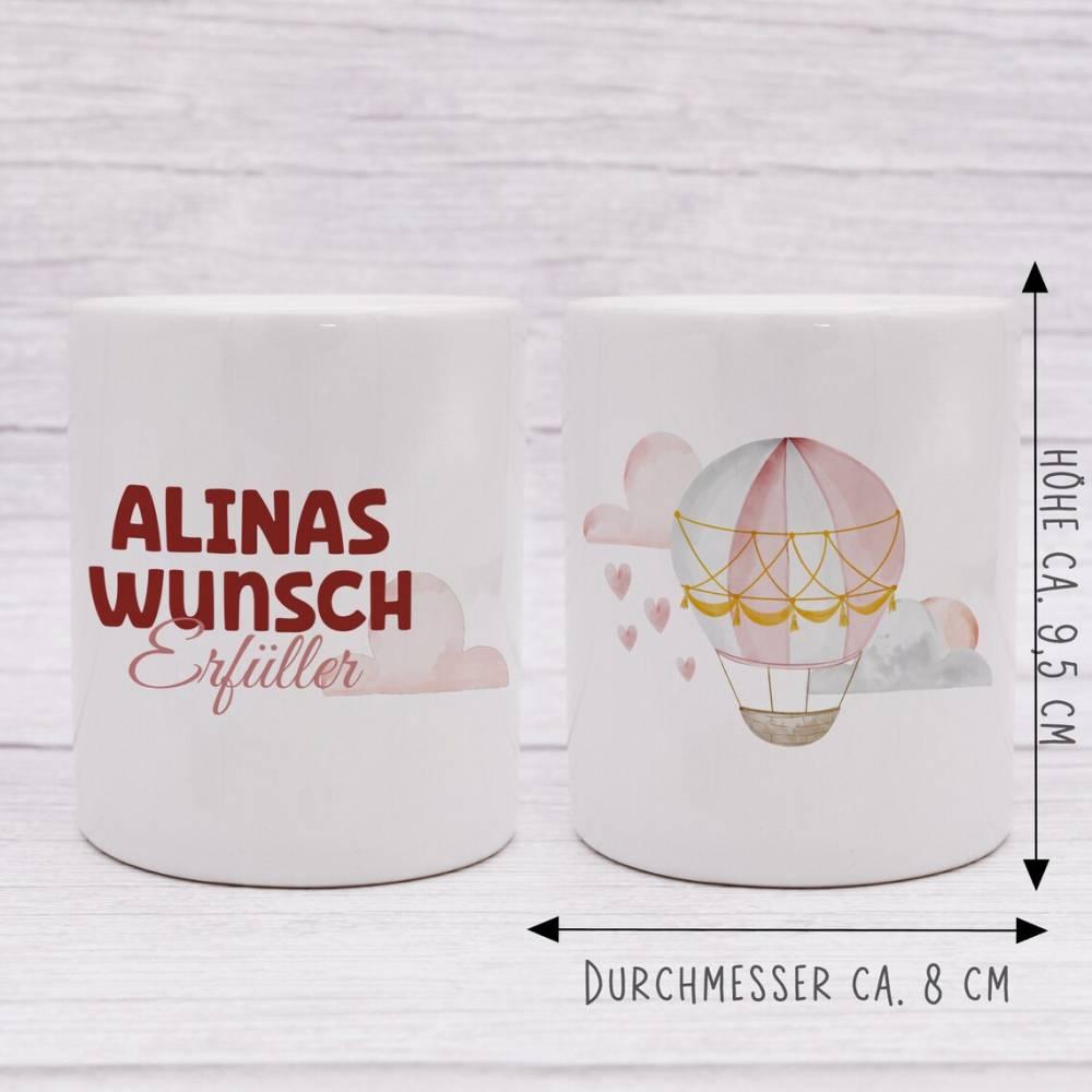 Personalisierte Spardose aus Keramik | mit Wunschnamen | Wunscherfüller rot | Perfekt um Geld zu - verschenkich.de