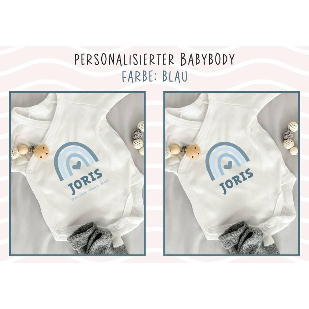 Personalisierter Baby Body mit eigenen Namen oder Wunschname - Motiv: Blau - verschenkich.de