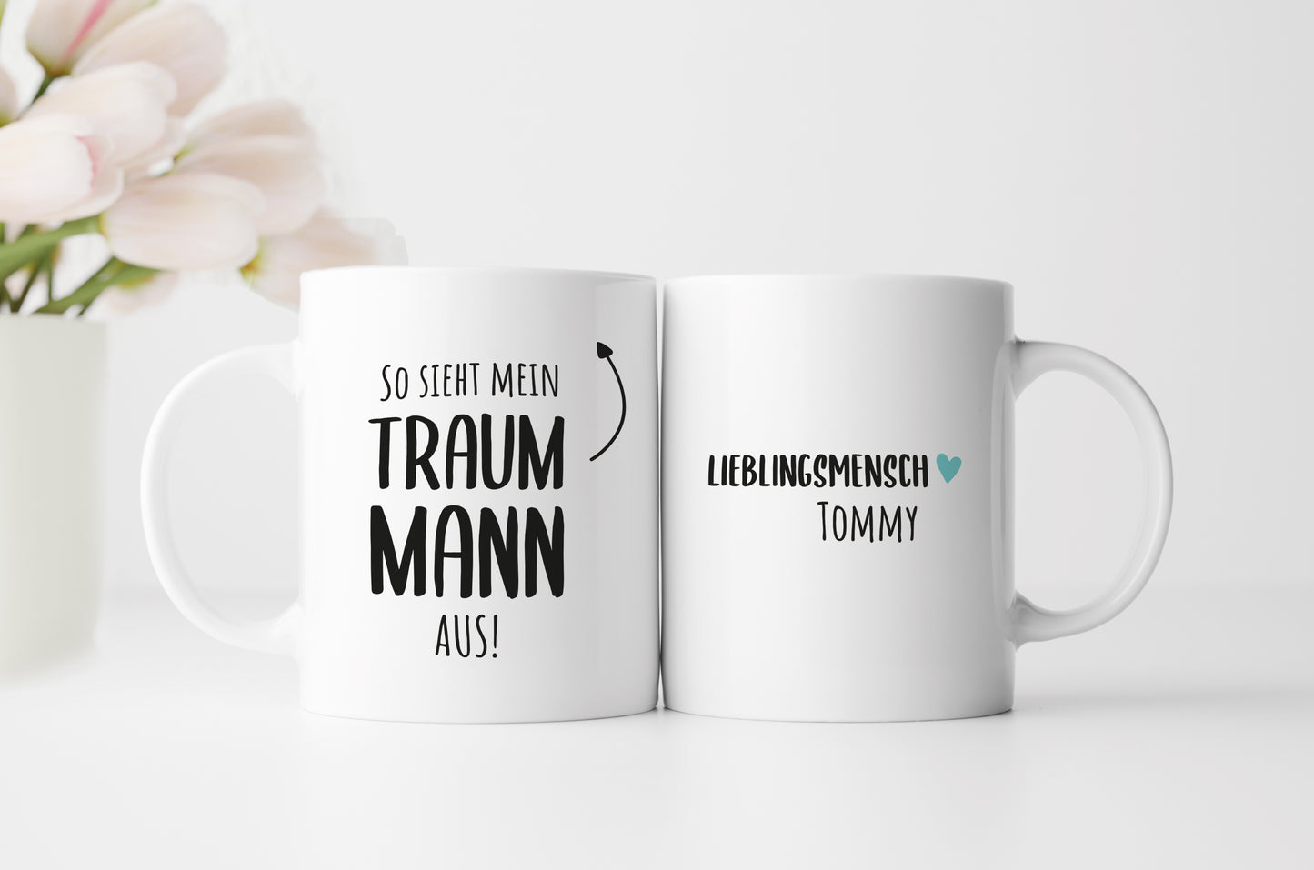Personalsiertes Paar Geschenk | So sieht mein TraumMann aus | Name | Freund | Partner | weiße Kaffee Tasse | Einzigartiges Geschenk für ihn - verschenkich.de