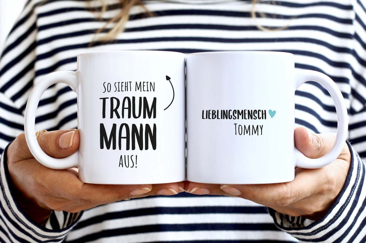 Personalsiertes Paar Geschenk | So sieht mein TraumMann aus | Name | Freund | Partner | weiße Kaffee Tasse | Einzigartiges Geschenk für ihn - verschenkich.de