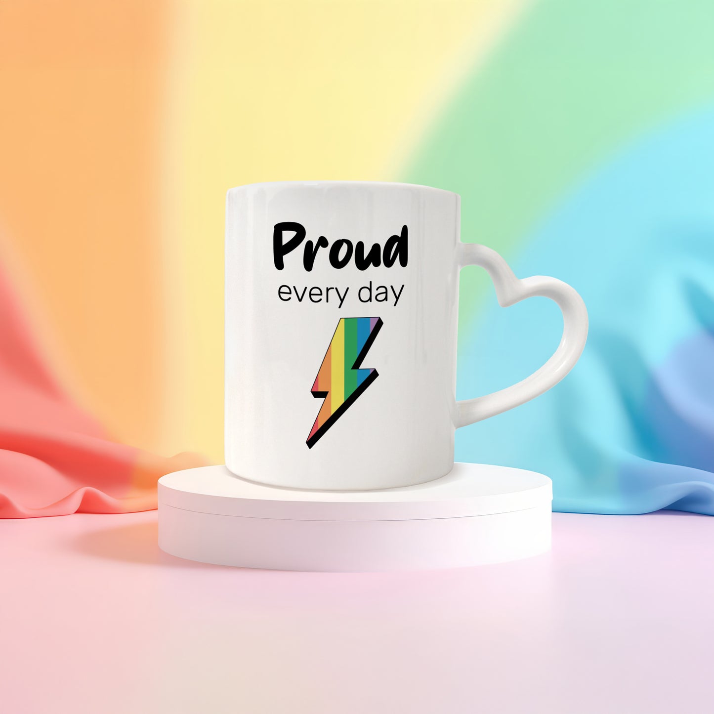 Keramik Herzhenkel Tasse | Proud every day
