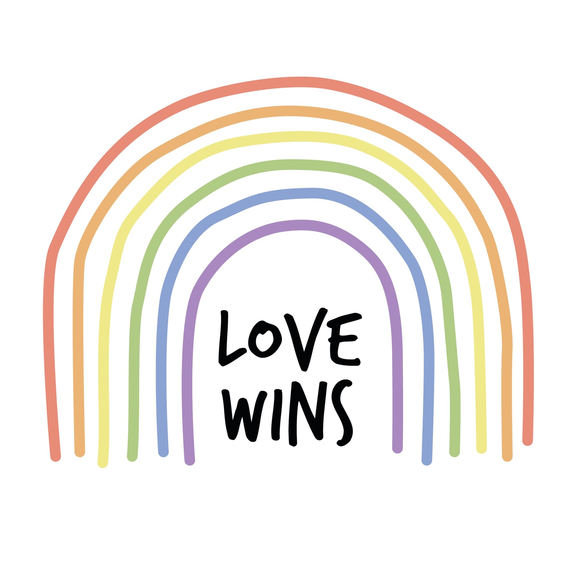 Detailansicht Love wins- Motiv auf weißem T-Shirt - als Symbol für Stolz, Akzeptanz und die LGBTQIA+ Community.