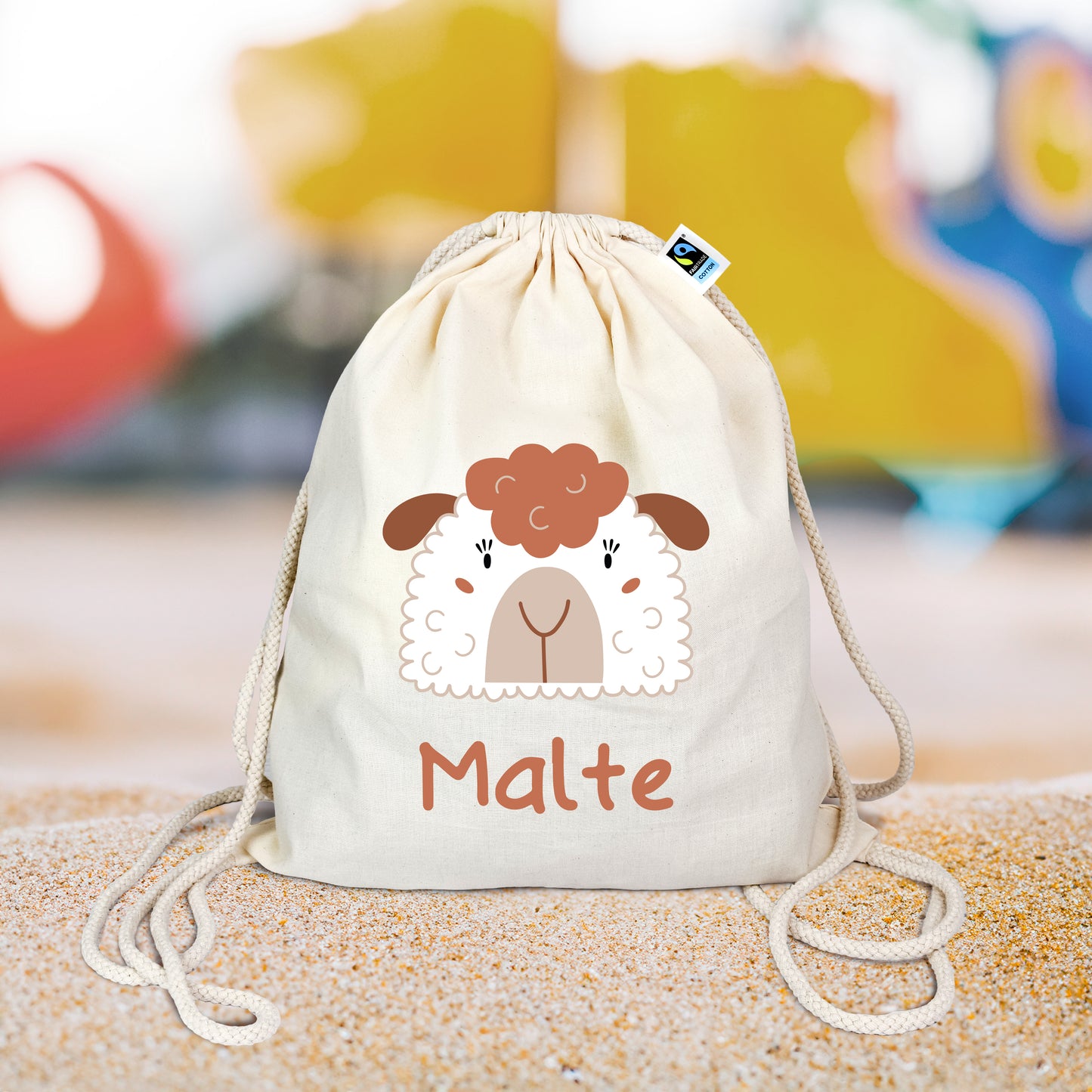 Turnbeutel aus Bio-Baumwolle | Schaf mit Name - verschenkich.de