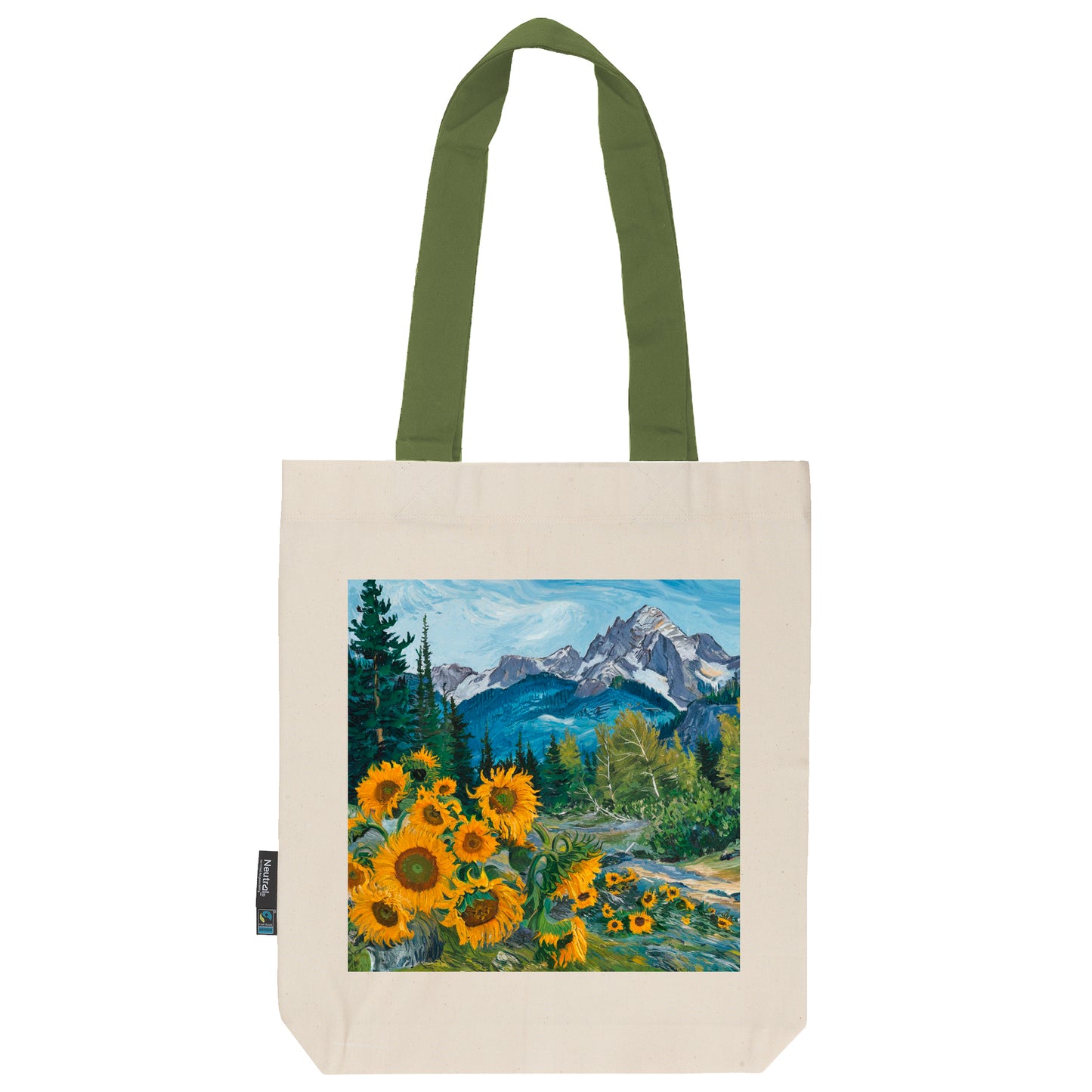 Twill Bag aus Bio- Baumwolle | Gemälde 7 | Gebirge mit Sonnenblume