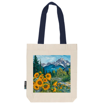 Twill Bag aus Bio- Baumwolle | Gemälde 7 | Gebirge mit Sonnenblume
