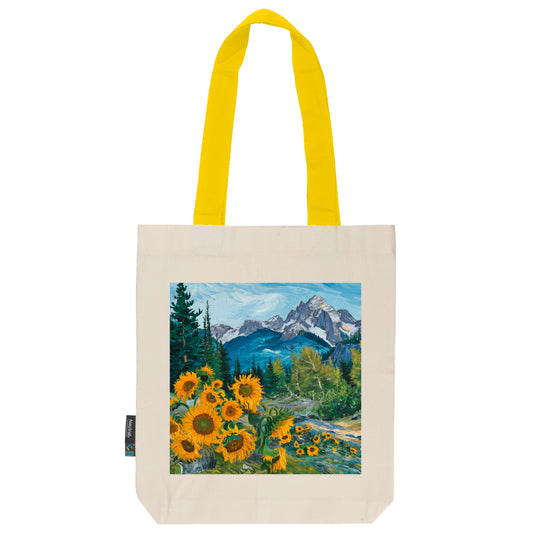 Twill Bag aus Bio- Baumwolle | Gemälde 7 | Gebirge mit Sonnenblume