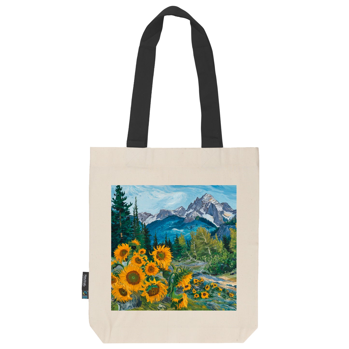 Twill Bag aus Bio- Baumwolle | Gemälde 7 | Gebirge mit Sonnenblume