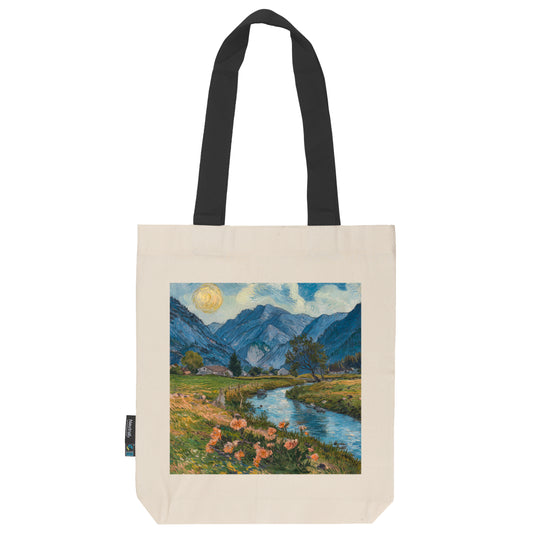 Twill Bag aus Bio- Baumwolle | Gemälde 8 | Bächlein vor Bergen