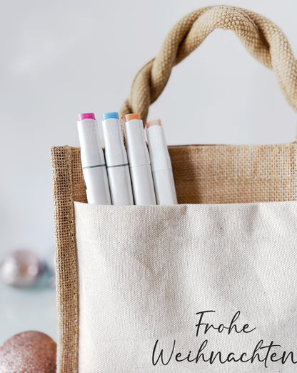 Jute Pocket Tasche mit Namen | Alpaka grün