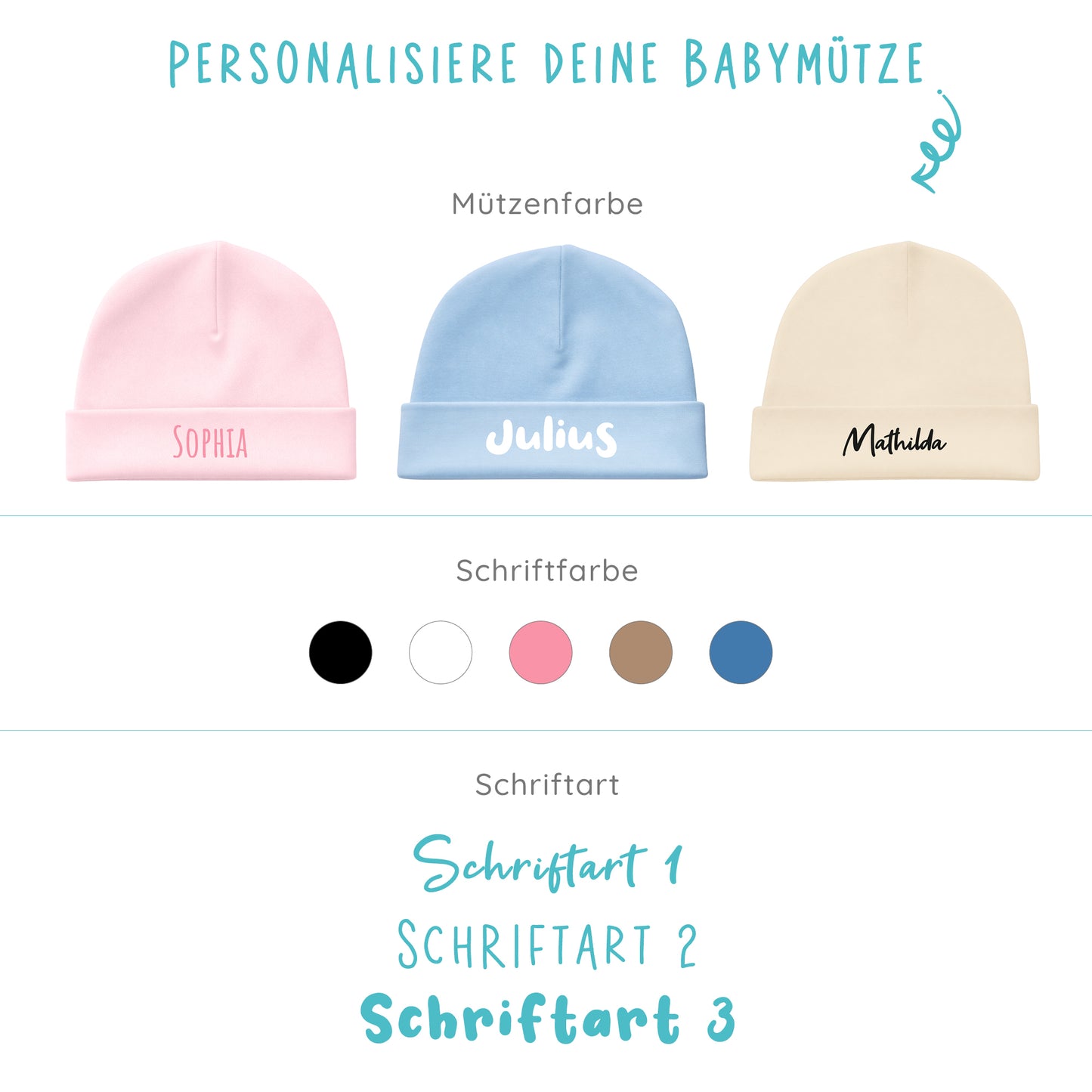 Baby Mütze mit Namen
