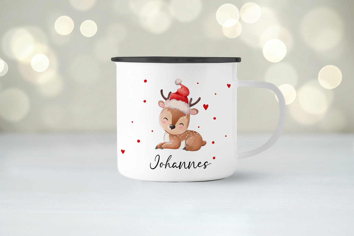 Emaille Tasse mit Name | Baby Rentier