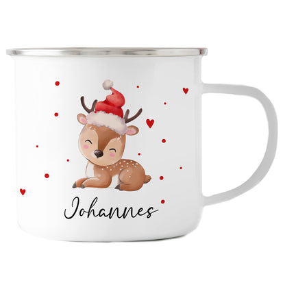 Emaille Tasse mit Name | Baby Rentier