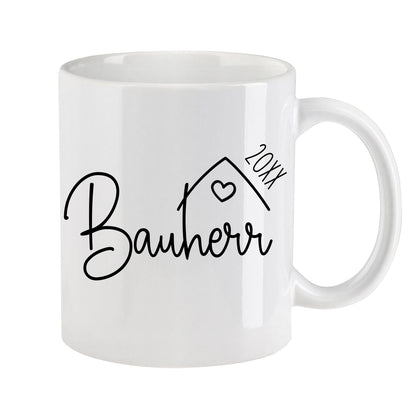 Keramik Tassen-Set oder einzeln mit Jahreszahl | Bauherr + Bauherrin 1