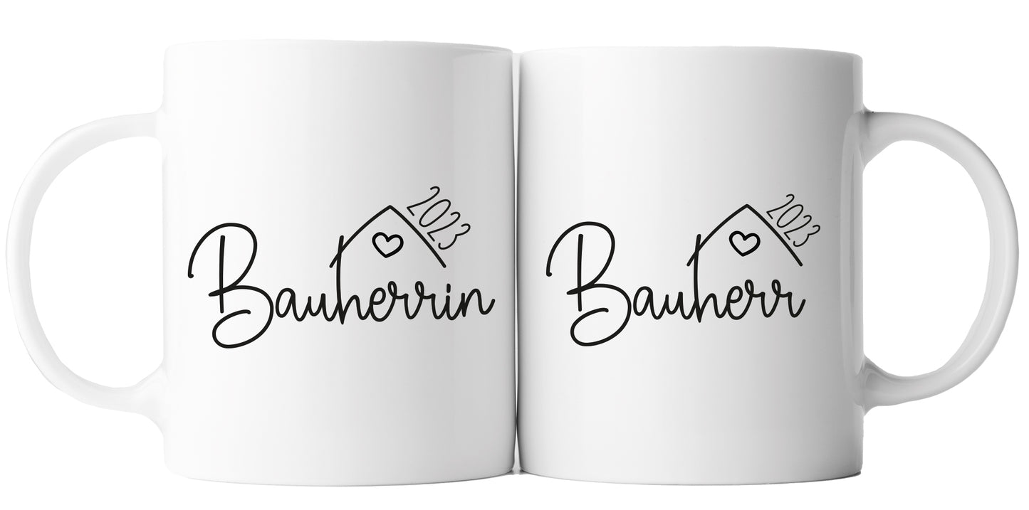 Keramik Tassen-Set mit Jahreszahl | Bauherr + Bauherrin 1