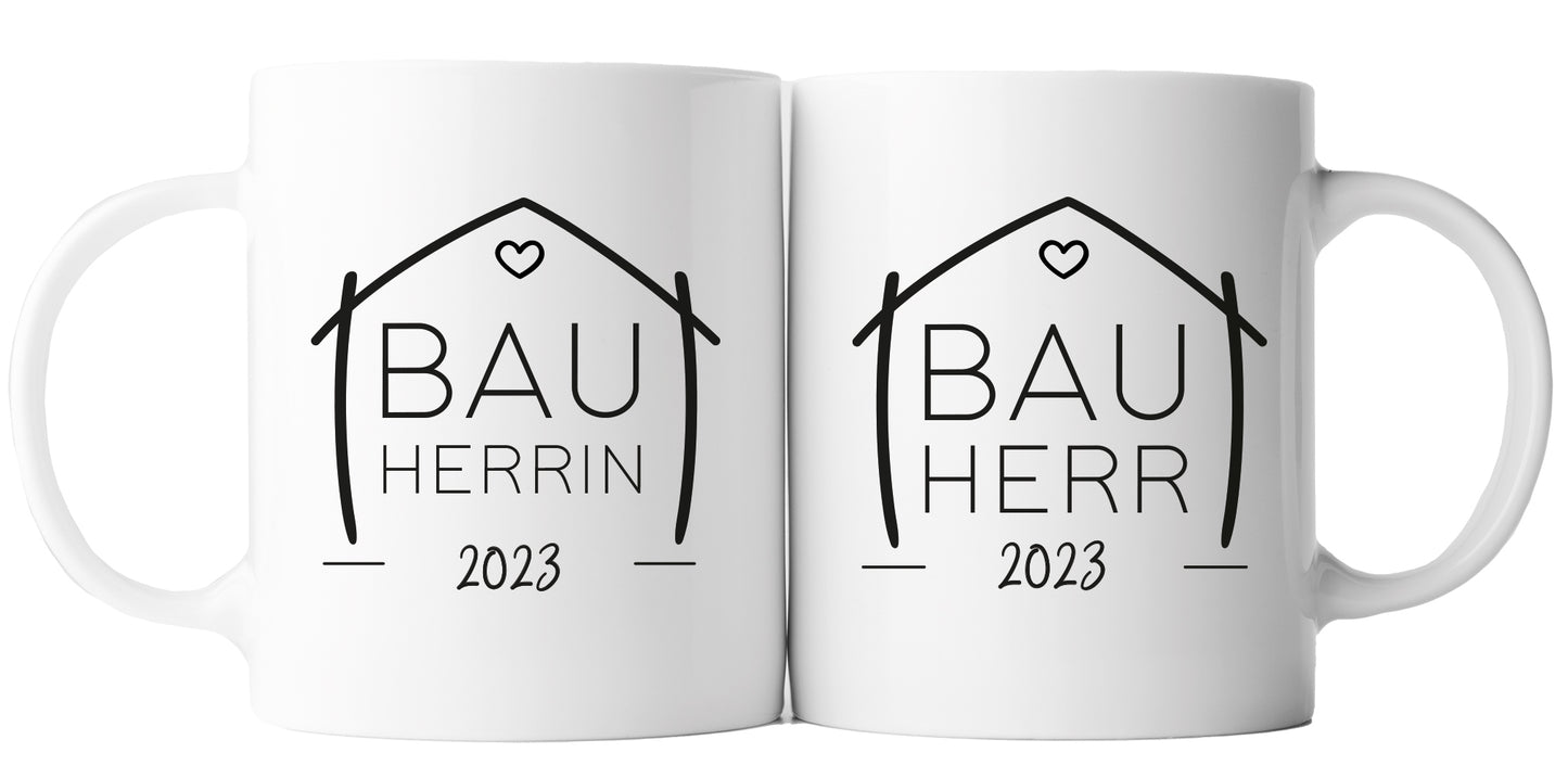 Keramik Tassen-Set mit Jahreszahl | Bauherr + Bauherrin 2